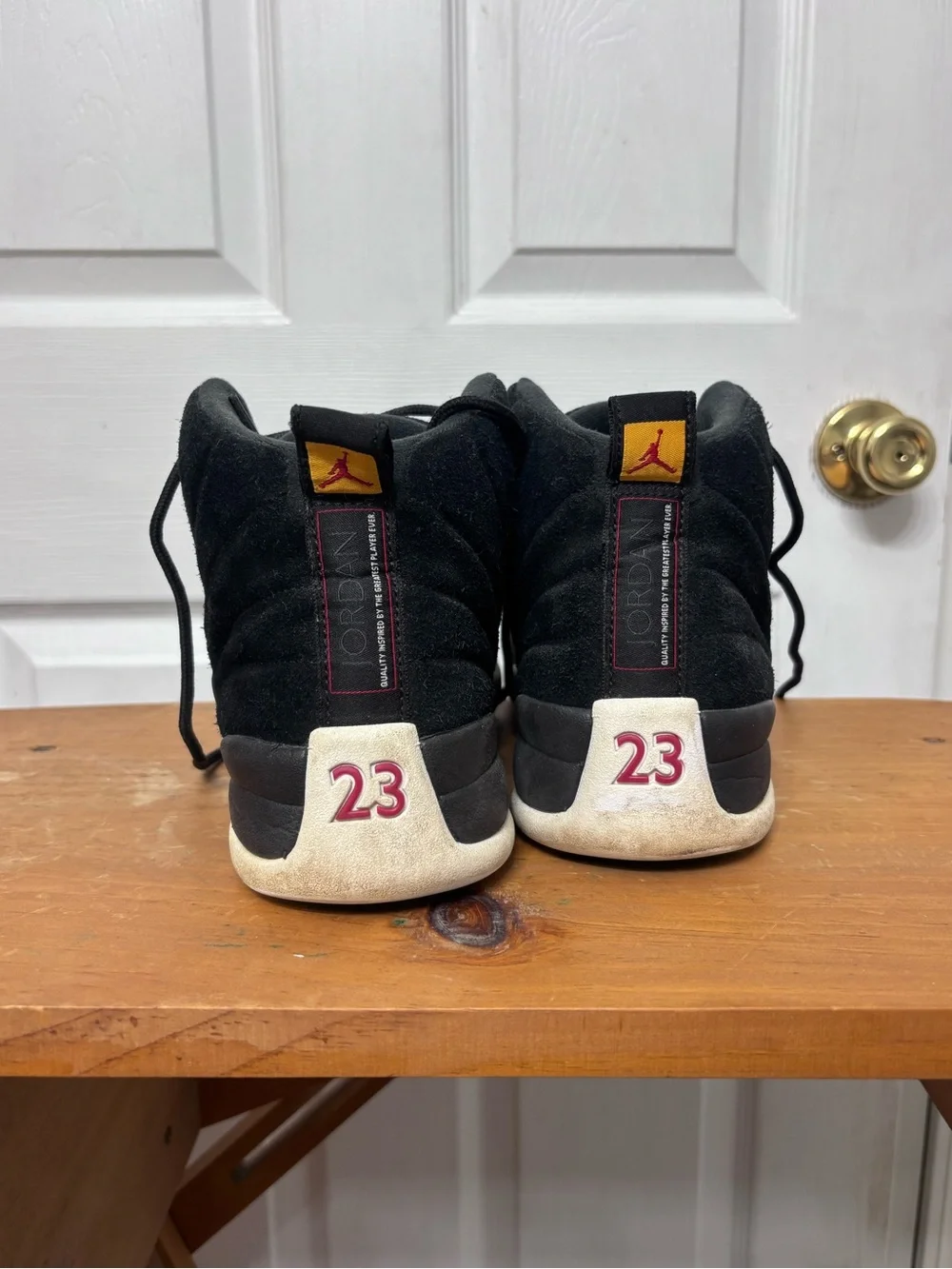 Jordan Black & White High-Top Suede Basketball Sneakers 12s taxis